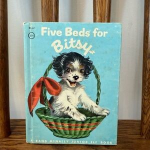 Vintage Five Beds for Bitsy Book | Rand McNally Junior Elf | Puppy Dog Children